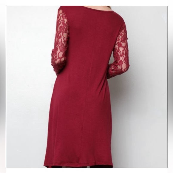 NEW•XL-1X•TCB•LARISSA SWEET RED LACE SLEEVED SWING DRESS•NWT - Picture 3 of 11